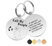 Personalised Dog Tags for Pets Engraved UK Dog Tag Custom Double Sided Engraved Dog ID Tag with Any Name & Number Stainless Steel Dog Name Tag for Dog Cat Kitty Pet Puppy (Silver)
