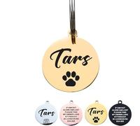 Personalised Dog Tags for Pets Engraved UK Dog Tag ID Tags for Dog Double-Sided Engraved Stainless Steel Dog Tag ID Name Tag for Cat Puppy Pet Collar Dog Name Tags(Gold, Round,L)