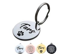 Personalised Dog Tags for Pets Engraved UK Dog Tag ID Tags for Dog Double-Sided Engraved Stainless Steel Dog Tag ID Name Tag for Cat Puppy Pet Collar Dog Name Tags(Silver, Round,S)
