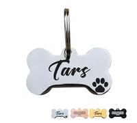 Personalised Dog Tags for Pets Engraved UK Dog Tag ID Tags for Dog Double-Sided Engraved Stainless Steel Dog Tag ID Name Tag for Cat Puppy Pet Collar Dog Name Tags(Silver, Bone,L)