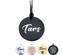 Personalised Dog Tags for Pets Engraved UK Dog Tag ID Tags for Dog Double-Sided Engraved Stainless Steel Dog Tag ID Name Tag for Cat Puppy Pet Collar Dog Name Tags(Black, Round,L)