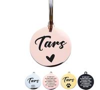 Personalised Dog Tags for Pets Engraved UK Dog Tag ID Tags for Dog Double-Sided Engraved Stainless Steel Dog Tag ID Name Tag for Cat Puppy Pet Collar Dog Name Tags(Rose Gold, Round,L)