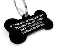 Personalised Dog Tags for Pets Engraved UK Dog Tags Cat Dog Name Tag Double Side Stainless Steel Dog ID Tag for Pet Doggy Cat Kitty Puppy (Bone-Black)