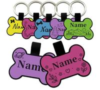 Personalised Dog Tags for Pets,Silent Silicone Dog Tag, Custom Engraved Name Tag with Cute Design, Lightweight No Noise Pet Collar Tag (Sky Blue, Bone（1 Pack）)