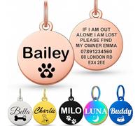 Personalised Dog Tags for Pets UK Prime, Deep Engraved Cat Dog Name ID Tags, Stainless Steel Pet Tag for Doggy Kitten Kitty Puppy, Scratch Resistant Tag (Champagne Gold Round, S)