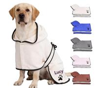 Personalised Dog Towel With Your Text, Custom Dog Drying Robe For Your Pets, Personalised Gift For You Little Furry One, Available In A Variety Of Colours And Sizes (Off-White)