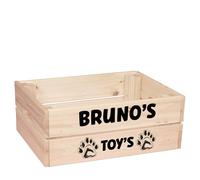 Personalised Dog Toy Crate Storage Box with Custom Pet Name, Natural, 30.5x25x12cm, with Carry Handles, for Toys and Treats