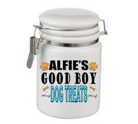 Personalised Dog Treat Jar - Good Boy Pet Snack Storage Container - Gift Present