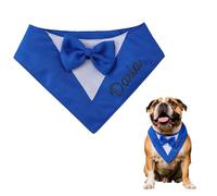 Personalised Dog Tuxedo Scarf Bandana Collar with Embroidered Name & Adjustable Bow Tie Suit Wedding, Birthday Bib Costumes for Pets Party (XS-L, 11”-19” Neck)
