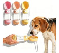 Personalised Dog Water Bottle with Name - Portable Leak Proof Pet Waterer for Walking, Hiking, Camping - Outdoor Drinking Bottle for Dogs, Cats, Puppies - Travel Essentials for Dog Owners (Yellow)