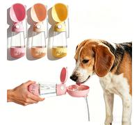Personalised Dog Water Bottle with Name - Portable Leak Proof Pet Waterer for Walking, Hiking, Camping - Outdoor Drinking Bottle for Dogs, Cats, Puppies - Travel Essentials for Dog Owners (Pink)