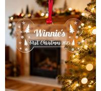 Personalised Dog's First Christmas Bauble Puppy Pet 1st Xmas Gift Tree Decoration