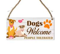 Personalised Dogs Welcome Plaque - Humorous Dog Lover Wall Hanging, Rustic MDF Wood Sign, Funny Dog Decor for Home Indoor Use Only.