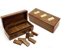 Personalised Dominoes Games Set with Matching Rosewood Storage Box, Engraved - Enter Your Own Custom Text