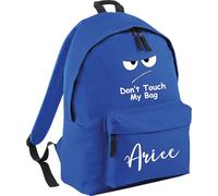 Personalised Don’t Touch My Bag with Name, Custom Funny Kids Backpack for Back to School, Sports Use (Bright Royal)
