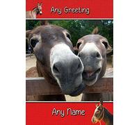 Personalised Donkey Greeting Card (Birthday, Mothers Day, Fathers Day, Christmas, Blank) - Custom Card for Him Her Male Female Family Kids