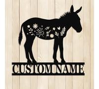 Personalised Donkey Metal Wall Art,Custom Donkey Name Sign,Donkey Farm Yard Barn Decor,Balck Metal Plaque,Farmer Name Sign,Gift for Farmer Donkey-1