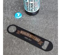 Personalised Double Sided Bar Blade Beer Bottle Opener - Perfect Birthday, Father's Day or Christmas Stocking Filler (Bar Blade & Coaster Set' World's Best Dad')