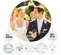 Personalised Double-Sided Ceramics Photo Bauble - Engaged - Mr & Mrs - Our First Christmas