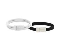Personalised Double Wrap Flat Leather Bracelet with Silver Buckle for Men and Women