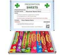Personalised Dr Prescription Sweets Gift Box | Mixed Chew Bars Variety Pack 24 Pack Box Includes 4 Each of Drumstick, Vimto, Refreshers Vegetarian-Friendly Perfect for Gifting, Sharing & Parties