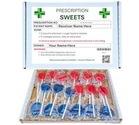 Personalised Dr Prescription Sweets Gift Box | Red & Blue Mixed Heart Lollipop Box With 15 Cherry & 15 Blue Raspberry Heart Lollipops Sweet & Tangy Valentines Day Candy Gift for Him or Her