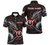 Personalised Dragon 8 Ball Pool Lightning Custom Red Men & Women Billiard Shirts Cool Team Billiard Jersey Performance Unisex Quick-Drying Shirt T2013