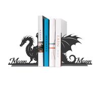 Personalised Dragon Book Ends, Unique Metal Bookends for Shelves, Custom Heavy Duty Bookends, Dragon Bookshelf Decor, Fantasy Book Shelf Holder for Home Office, Book Lovers Gifts Colour01