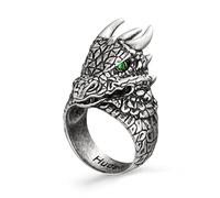 Personalised Dragon Ring for Men Gothic Copper Band Rings with Birhtstone and Custom Engraving Silver Black Vintage Dragon Head with Birthstone Ring for Men Dad Boyfriend Fater's Day Gift - Jan