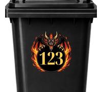 Personalised Dragon Wheelie Bin Sticker | Custom House Number Bin Decal | Fire Dragon Outdoor Vinyl Bin Label | Cool Bin Sticker