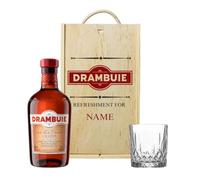 Personalised Drambuie Scotch Whisky Liqueur Gift Set with Whisky Glass in Wooden Box - 50cl (40%) - Gifts for Men, Mens Gifts, Father's Day, Christmas, Birthdays, Hampers,