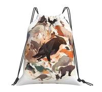 Personalised Drawstring Bag Animal Collection Chart Print Trainer Bags Comfortable Swim String Backpack For Travel School Hiking 36X42Cm