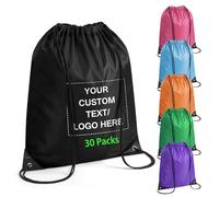 Personalised Drawstring Bag, Bulk Customised Logo Text Drawstring Gym Bag PE Bags Drawstring Backpack for Sports Travel Swimming Team Building
