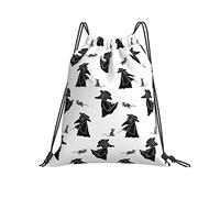 Personalised Drawstring Bag Chibi Plague Doctors Black On White Gym Backpack Unisex String Sackpack For Travel Beach Women 36X42Cm