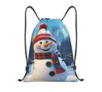 Personalised Drawstring Bag Happy snowman, Lightweight Gym Backpack, Premium String Sackpack, for Adults School 36X42cm