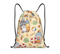 Personalised Drawstring Bag Happy Summer Gnome Cute Beach Party, Eco Friendly Swimming Backpack, Unisex Swim Bags, for Adults Kids 36X42cm