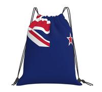 Personalised Drawstring Bag New Zealand Flag Print String Sackpack Foldable Sport Gym Sack for Activities Adults Shopping 36X42cm