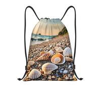 Personalised Drawstring Bag seashells by the seashore Print Cinch Sack Premium Swimming Backpack for Shopping Holidays Beach 36X42cm