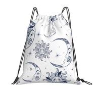 Personalised Drawstring Bag Sun Space Stars Magical Moon, Premium Sport Gym Sack, Eco Friendly Swim String Backpack, for Adults Activities 36X42cm