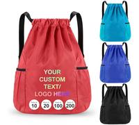 Personalised Drawstring Bag with Logo Text - Bulk Custom Oxford Fabric Drawstring Backpack for PE Kits Gym Sports School Swimming Drawstring Sack 30x12x41cm