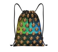 Personalised Drawstring Gym Bag Happy Groundhog Day Pattern, Lightweight Sports Backpack, Premium Cinch Sack, for Travel Activities 36X42cm