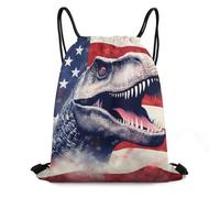 Personalised Drawstring Gym Bag Independence Day Dinosaur U.S.Flag Swim String Backpack Premium Drawstring Backpack for School Beach Men 36X42cm