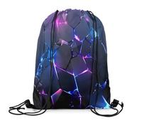 Personalised Drawstring Sport Bag Glitter Geometry Purple Irregularity Beehive, Unisex Sport Gym Sack, Foldable School Bags, for Holidays Boys 36X42cm