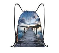 Personalised Drawstring Sport Bag Pontoon Jetty Across The Water Swim Bags Premium Sport Gym Sack for Beach Children Men 36X42cm