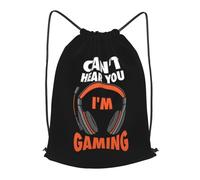 Personalised Drawstring Swimming Bag Can't Hear You I'm Gaming, Foldable Swimming Backpack, Eco Friendly Swim Bags, for Holidays Teenager 36X42cm