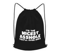 Personalised Drawstring Swimming Bag I'm The Nicest Asshole Youll Ever Meet, Unisex Trainer Bags, Lightweight String Sackpack, for Boys Teenager 36X42cm