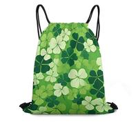 Personalised Drawstring Swimming Bag Irish Clover Happy St. Patrick's Day School Bags Premium Drawstring Backpack for Travel Activities Adults 36X42cm