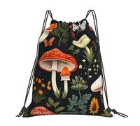 Personalised Drawstring Swimming Bag Mushroom Fern Butterfly Flower String Sackpack Comfortable Swimming Backpack for Kids Hiking Shopping 36X42cm