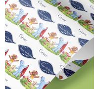 Personalised Dreamtime Friends Wrapping Paper with Name & Age - Kids Storybook Night Birthday Gift Wrap - Custom Children’s Design - 61cm Wide Premium Roll (1mt)