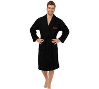 Personalised Dressing Gown - Luxury Cotton Bathrobe for Adult - Soft, Warm & Cozy - Custom Embroidered Name with Pocket - Gift for Every Occasion & Relaxing Spa Days - Black L/XL